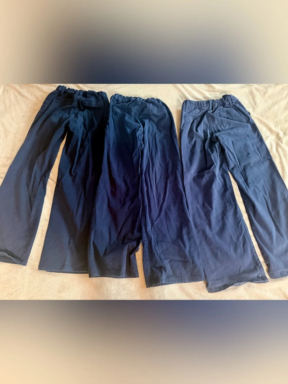 Children’s Place Navy Blue Chino Wide Leg Size 8 Uniform Pants Girls Adjustable